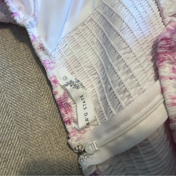 Altar'd State Pink and White tie dye Dress floral short puff sleeve large mini - Picture 4 of 4